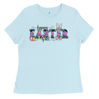 Baby Blue Happy Easter Y'all Ladies Tee - CowhideDigitalArt