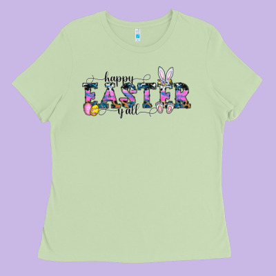 Happy Easter Y'all Ladies Tee Designed By Cowhidedigitalart
