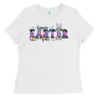 White Happy Easter Y'all Ladies Tee - CowhideDigitalArt