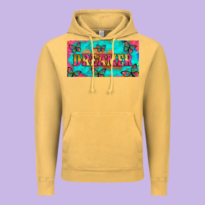 Dreamer With Butterfly And Tie Dye  Licance  Plate Vintage Hoodie Designed By Artiststas