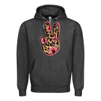 Charcoal Heather Floral Leopard Peace Sign Zipper Hoodie - Jasminsmagicworld