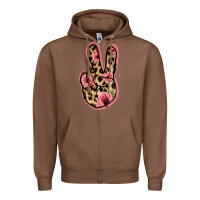 Chestnut Floral Leopard Peace Sign Zipper Hoodie - Jasminsmagicworld