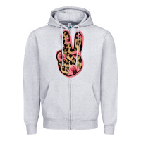 Heather Grey Floral Leopard Peace Sign Zipper Hoodie - Jasminsmagicworld
