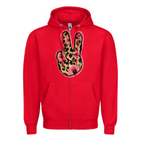 Red Floral Leopard Peace Sign Zipper Hoodie - Jasminsmagicworld
