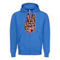 True Royal Floral Leopard Peace Sign Zipper Hoodie - Jasminsmagicworld