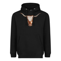 Black longhorn cow head Heavyweight Hoodie - RanaPortraitStore