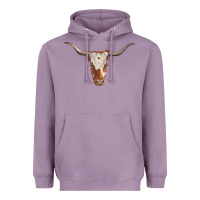 Lavender longhorn cow head Heavyweight Hoodie - RanaPortraitStore