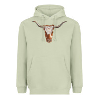 Matcha longhorn cow head Heavyweight Hoodie - RanaPortraitStore