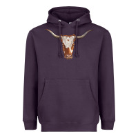Plum longhorn cow head Heavyweight Hoodie - RanaPortraitStore