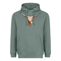 Sage longhorn cow head Heavyweight Hoodie - RanaPortraitStore