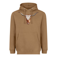 Toasted Coconut longhorn cow head Heavyweight Hoodie - RanaPortraitStore