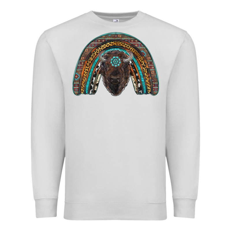 Western Rainbow With Bison Premium Sweatshirt by RanaPortraitStore | Teevron