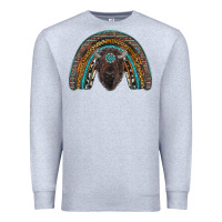 Heather Grey western rainbow with bison Premium Sweatshirt - RanaPortraitStore