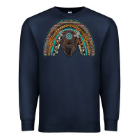 Navy western rainbow with bison Premium Sweatshirt - RanaPortraitStore