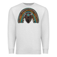 Oatmeal Heather western rainbow with bison Premium Sweatshirt - RanaPortraitStore