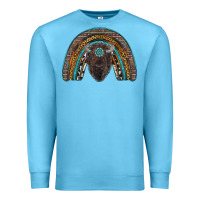 Ocean Blue western rainbow with bison Premium Sweatshirt - RanaPortraitStore