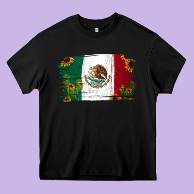 Mexican Flag Cactus Sunflower Heavy Core Tee Designed By Jasminsmagicworld