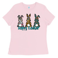 Bubblegum Pink Happy Easter Ladies Tee - CowhideDigitalArt