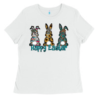 White Happy Easter Ladies Tee - CowhideDigitalArt