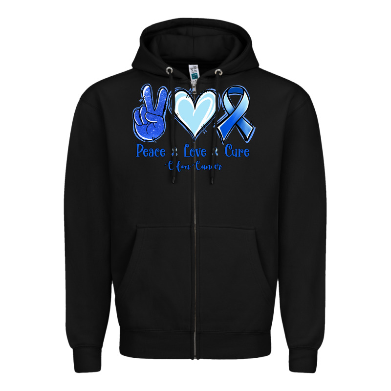 Peace Love Cure Colon Cancer Zipper Hoodie by Jasminsmagicworld | Teevron