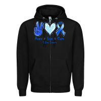 Black Peace Love Cure Colon Cancer Zipper Hoodie - Jasminsmagicworld