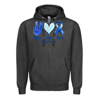 Charcoal Heather Peace Love Cure Colon Cancer Zipper Hoodie - Jasminsmagicworld