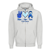 Dove Grey Peace Love Cure Colon Cancer Zipper Hoodie - Jasminsmagicworld