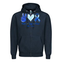 Navy Peace Love Cure Colon Cancer Zipper Hoodie - Jasminsmagicworld