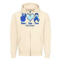 Sandshell Peace Love Cure Colon Cancer Zipper Hoodie - Jasminsmagicworld