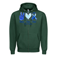 Sports Green Peace Love Cure Colon Cancer Zipper Hoodie - Jasminsmagicworld