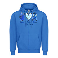 True Royal Peace Love Cure Colon Cancer Zipper Hoodie - Jasminsmagicworld