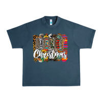 Midnight Navy Western Merry Christmas Urban Heavy Tee - CowhideDigitalArt