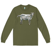 Army Green saanen goat Long Sleeve Tee - LillyAllenDesigns