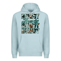 Blue Mist Howdy Cowhide Turquoise Premium Hoodie - Jasminsmagicworld