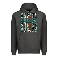 Charcoal Heather Howdy Cowhide Turquoise Premium Hoodie - Jasminsmagicworld
