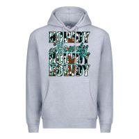 Heather Grey Howdy Cowhide Turquoise Premium Hoodie - Jasminsmagicworld