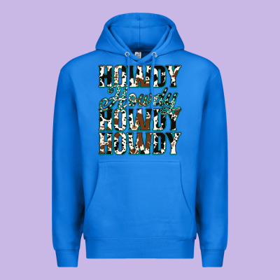 Howdy Cowhide Turquoise Premium Hoodie Designed By Jasminsmagicworld