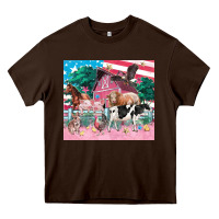 Chocolate Brown American farm animals tumbler 4th of july Heavy Core Tee - FaDigitalArtStudio
