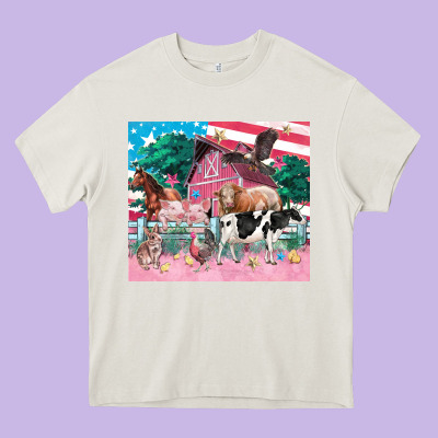 American Farm Animals Tumbler 4th Of July Heavy Core Tee Designed By Fadigitalartstudio