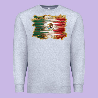Mexican Flag With Leopard Premium Sweatshirt Designed By Ranaportraitstore