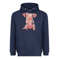 Navy sitting pig Heavyweight Hoodie - RanaPortraitStore