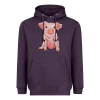 Plum sitting pig Heavyweight Hoodie - RanaPortraitStore