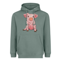 Sage sitting pig Heavyweight Hoodie - RanaPortraitStore
