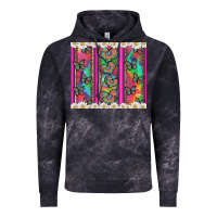 Cloud Black tie dye hearts and butterfly with flowers Vintage Hoodie - Artiststas