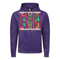 Cloud Purple tie dye hearts and butterfly with flowers Vintage Hoodie - Artiststas