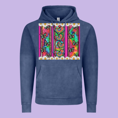 Tie Dye Hearts And Butterfly With Flowers Vintage Hoodie Designed By Artiststas