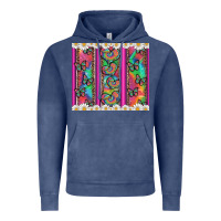 Vintage Denim tie dye hearts and butterfly with flowers Vintage Hoodie - Artiststas