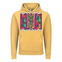Vintage Mustard tie dye hearts and butterfly with flowers Vintage Hoodie - Artiststas