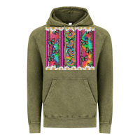 Vintage Olive tie dye hearts and butterfly with flowers Vintage Hoodie - Artiststas