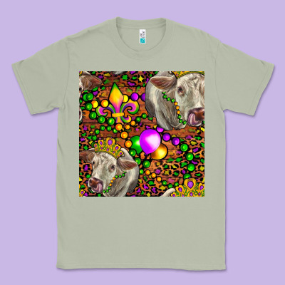 Mardi Gras Cow Leopard Seamless Pattern Classic Tee Designed By Fadigitalartstudio